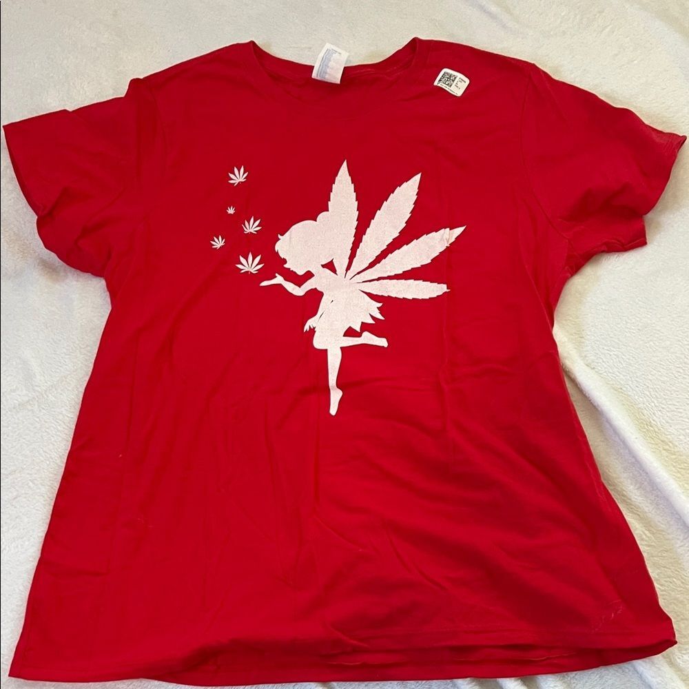 Marijuana Fairy Graphic T-Shirt Red (Ladies XL)